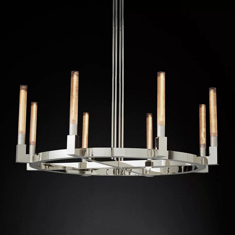 Cypress Glass Round Chandelier 48"-HiLamps