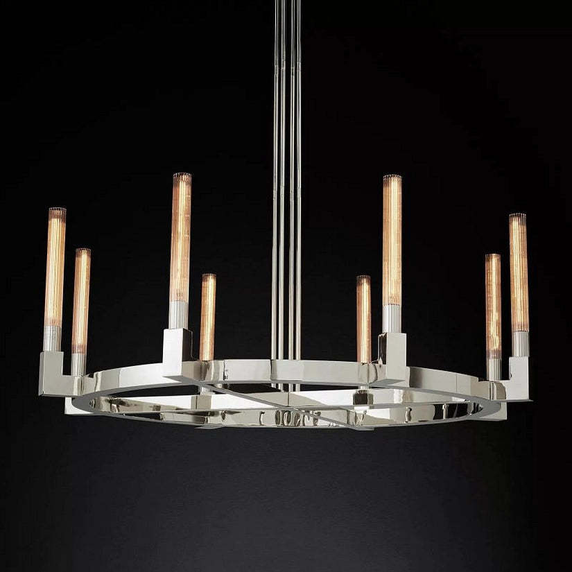 Cypress Glass Round Chandelier 48"-HiLamps