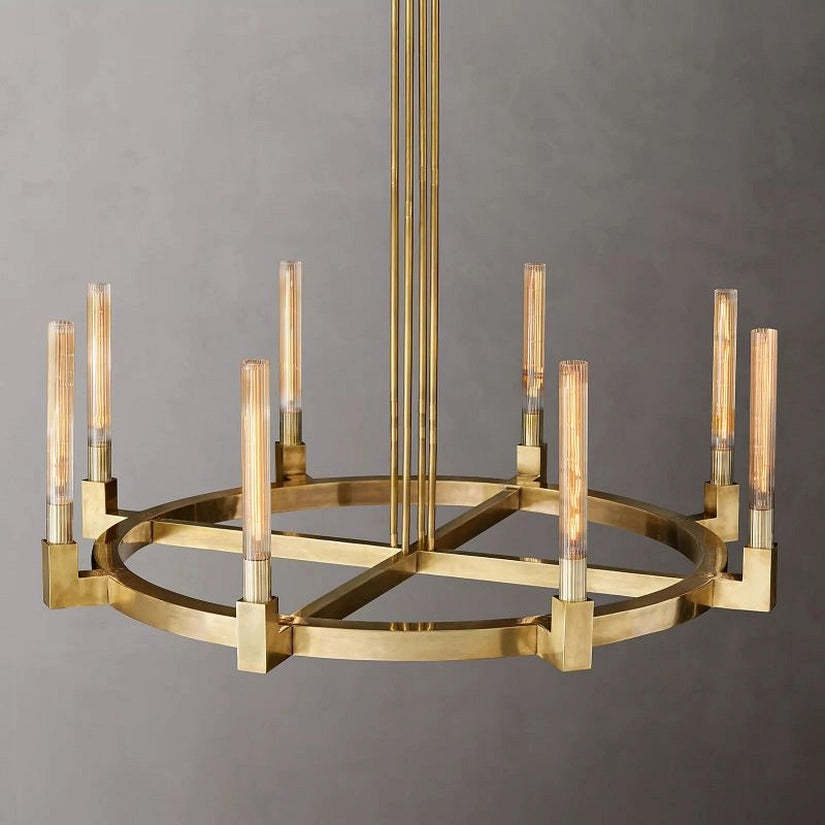 Cypress Glass Round Chandelier 48"-HiLamps