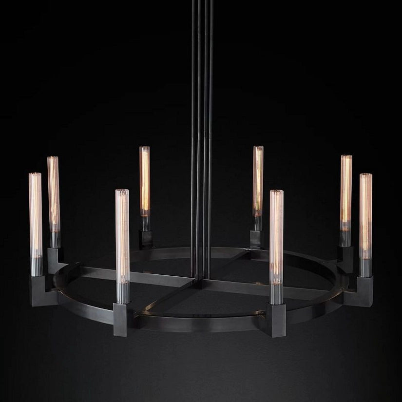 Cypress Glass Round Chandelier 48"-HiLamps
