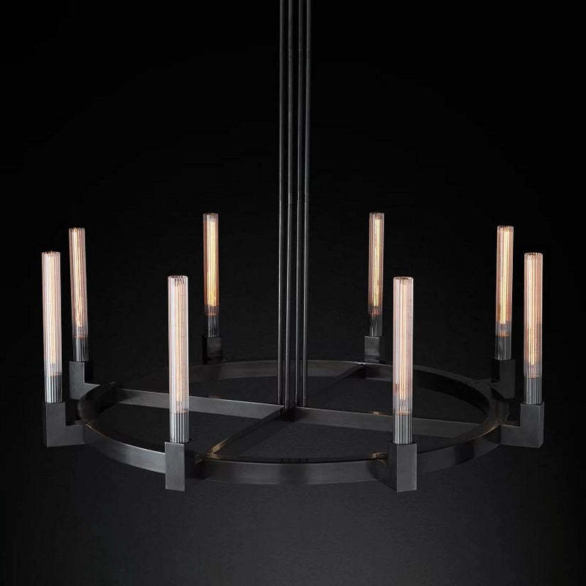 Cypress Glass Round Chandelier 48"-HiLamps