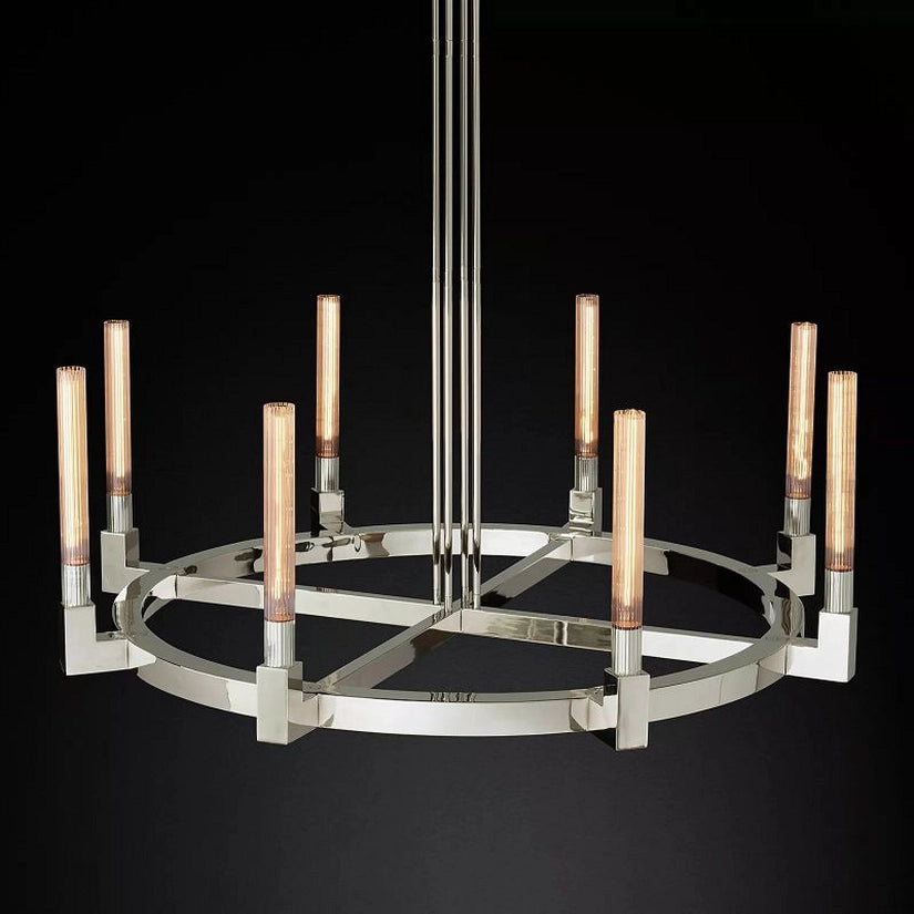 Cypress Glass Round Chandelier 48"-HiLamps