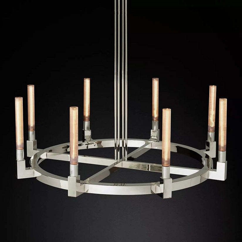 Cypress Glass Round Chandelier 48"-HiLamps