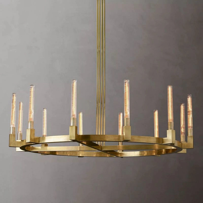 Cypress Glass Round Chandelier 60"-HiLamps