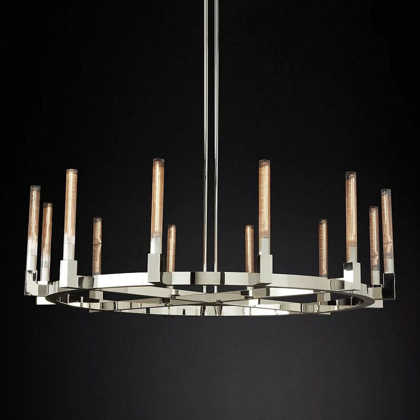 Cypress Glass Round Chandelier 60"-HiLamps