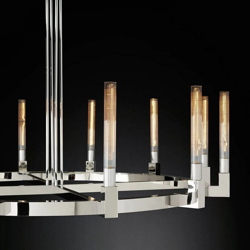 Cypress Glass Round Chandelier 60"-HiLamps