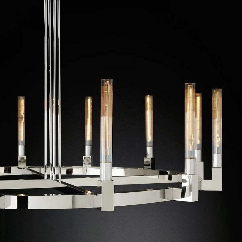 Cypress Glass Round Chandelier 60"-HiLamps