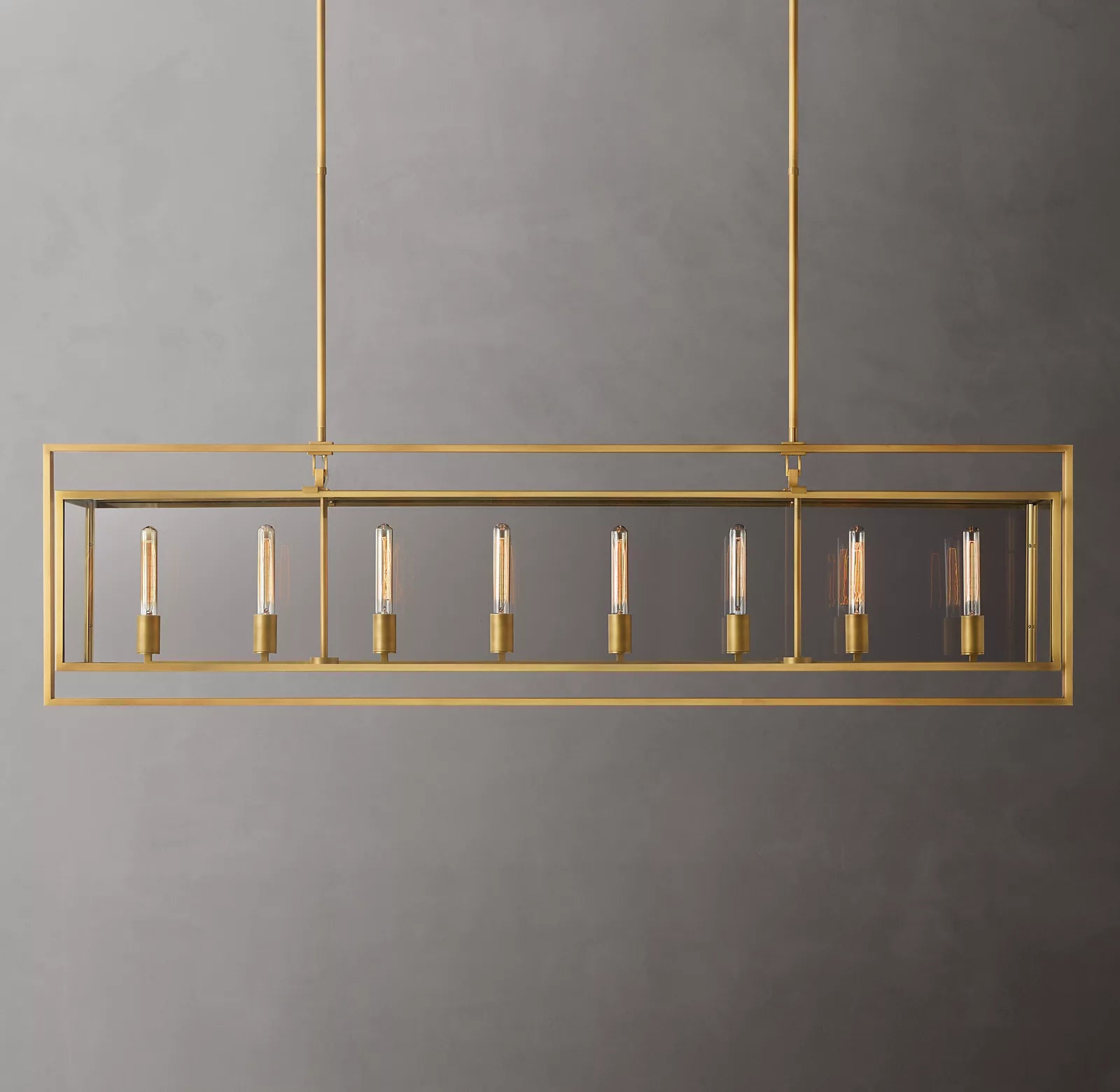 Bayside Glass Lantern Rectangular Chandelier 72"-HiLamps