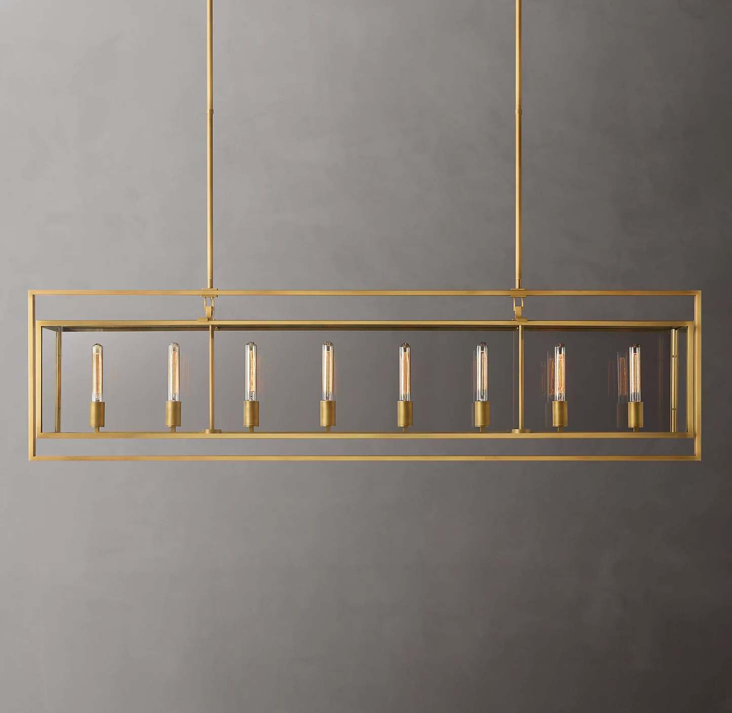 Bayside Glass Lantern Rectangular Chandelier 72"-HiLamps