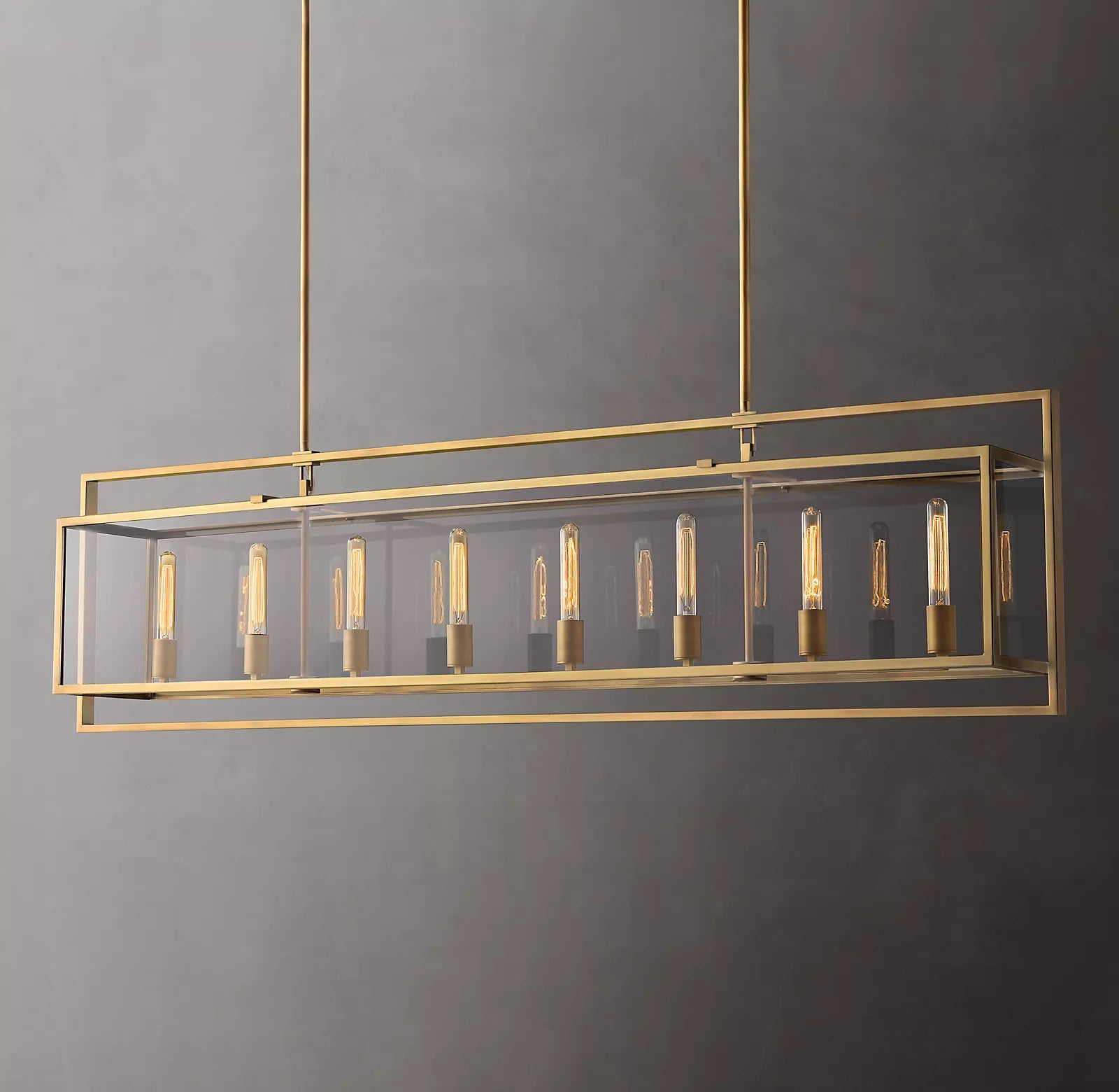 Bayside Glass Lantern Rectangular Chandelier 72"-HiLamps