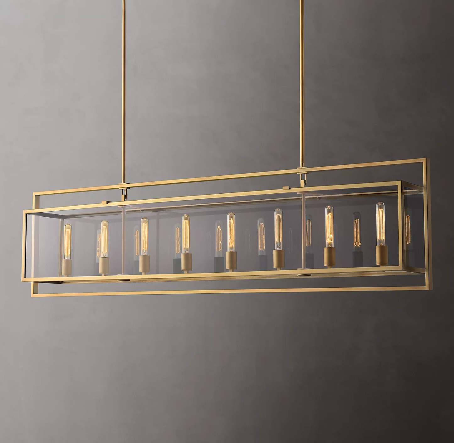 Bayside Glass Lantern Rectangular Chandelier 72"-HiLamps