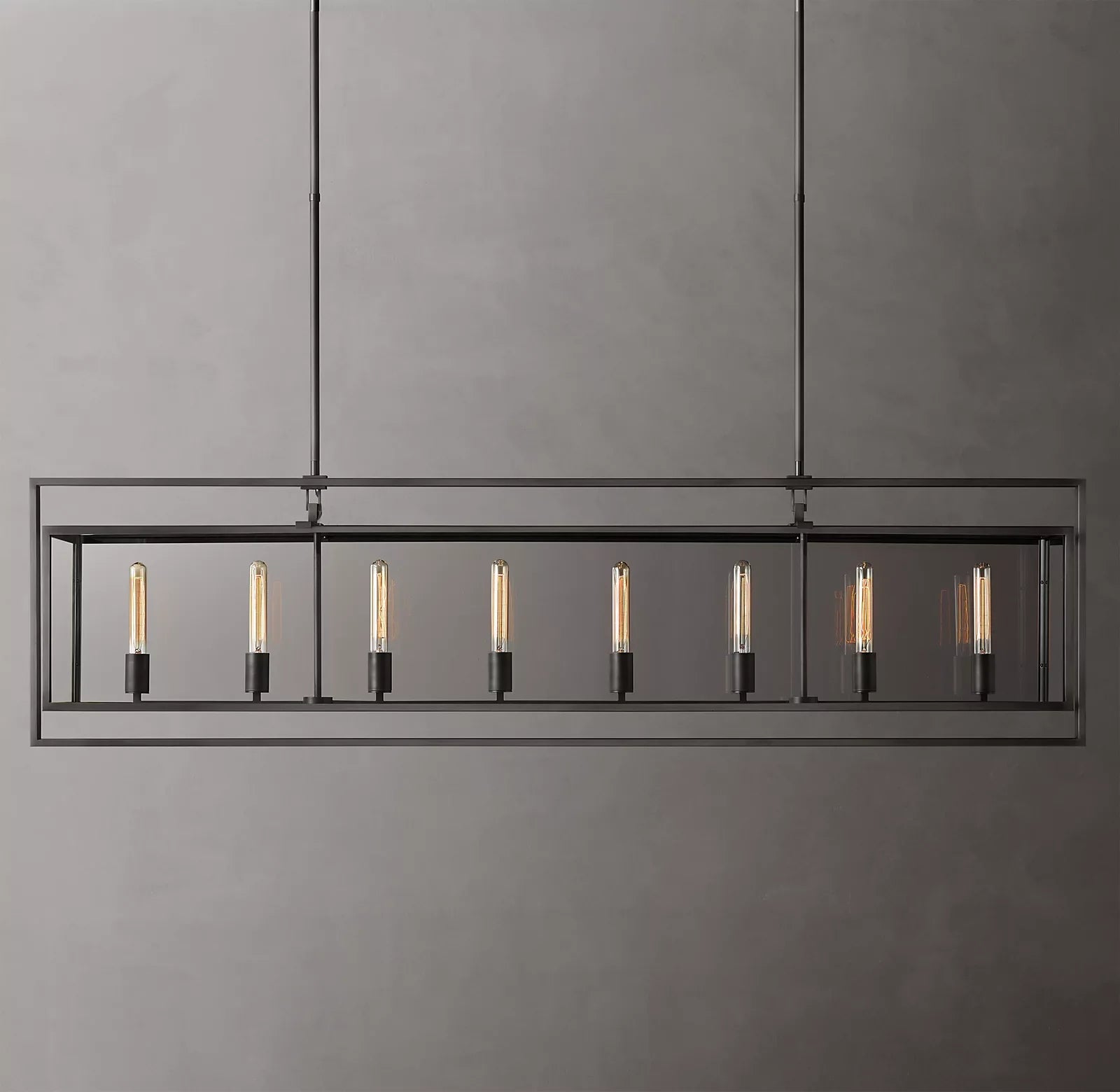 Bayside Glass Lantern Rectangular Chandelier 72"-HiLamps