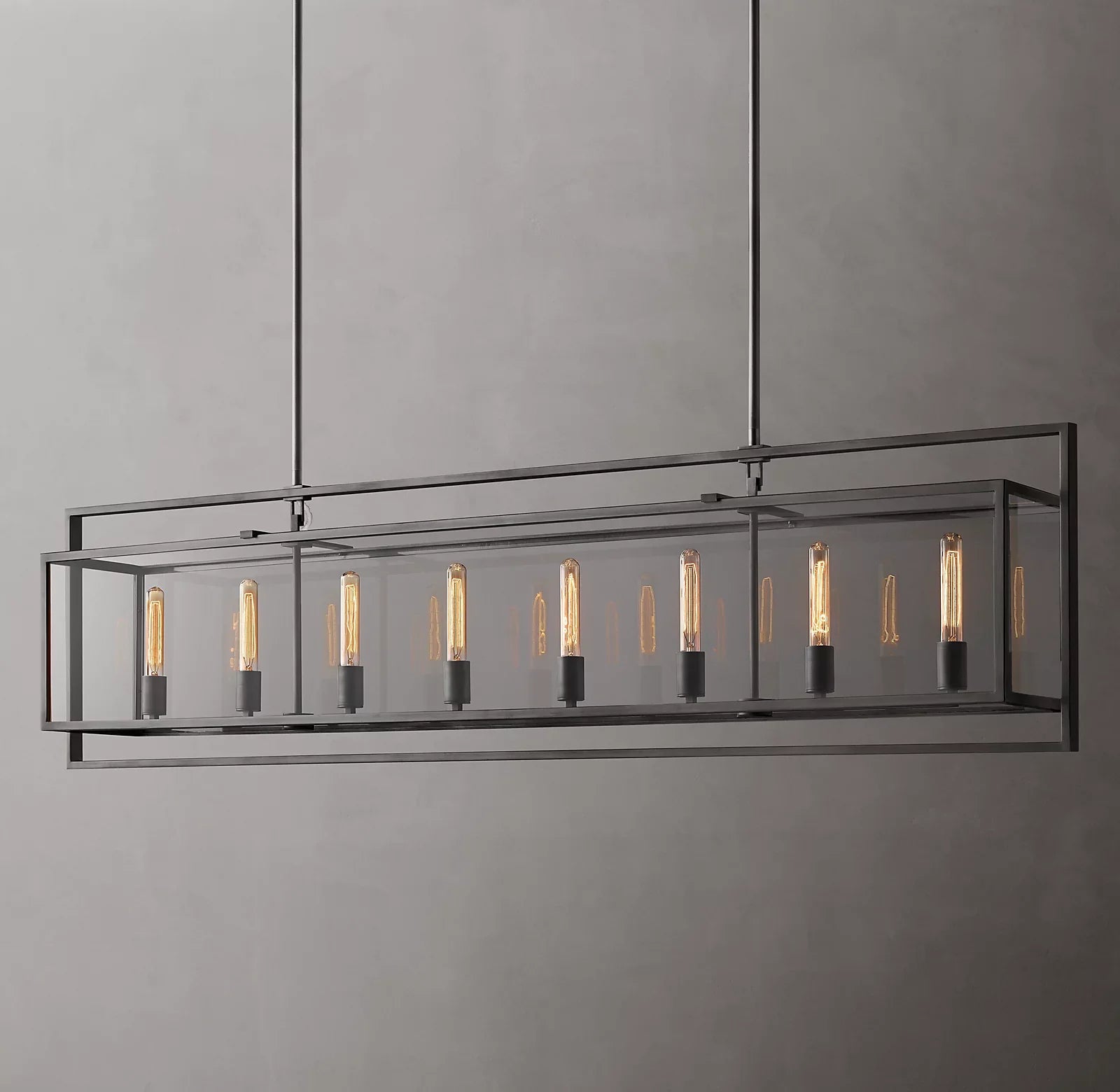 Bayside Glass Lantern Rectangular Chandelier 72"-HiLamps