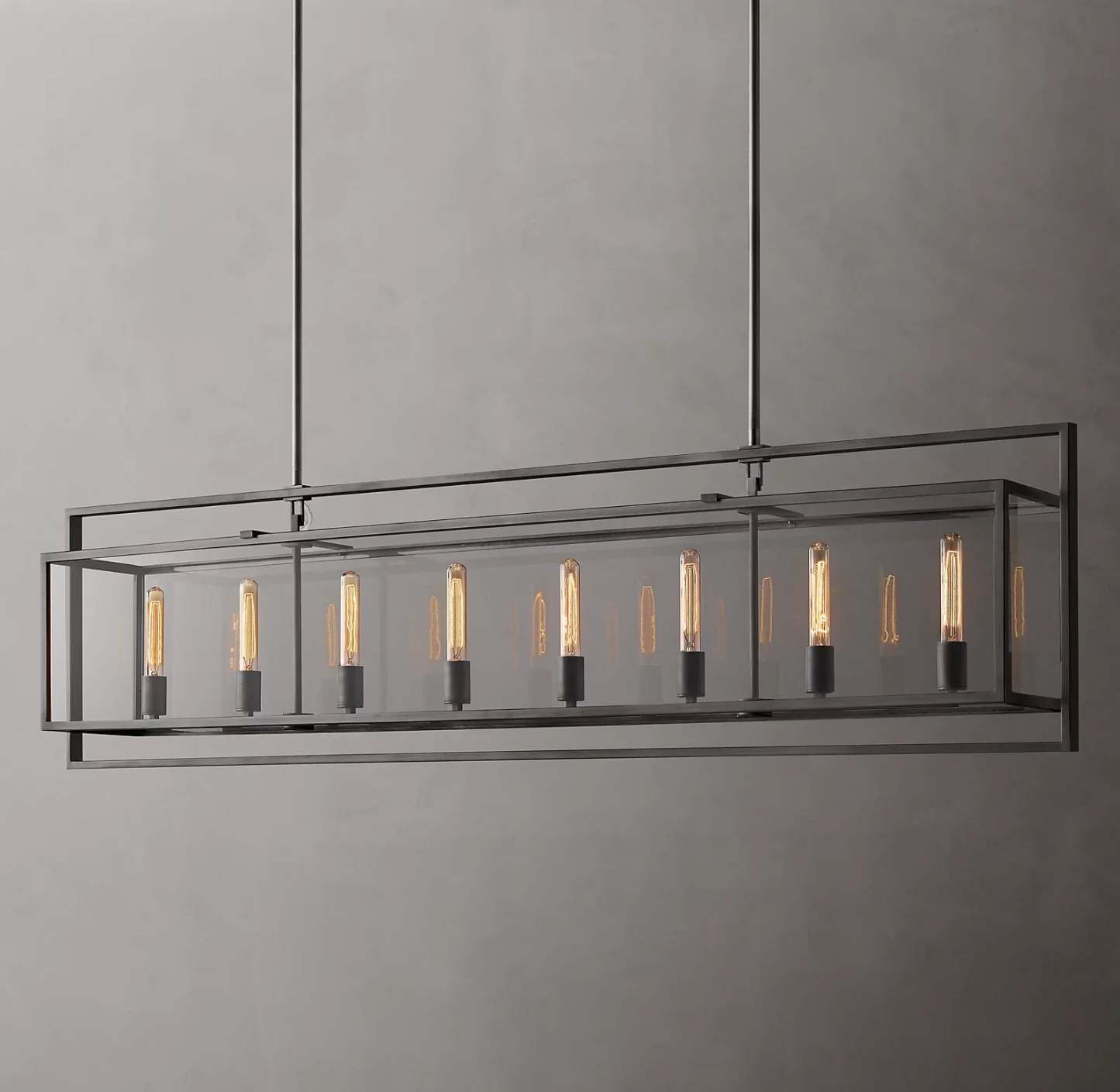 Bayside Glass Lantern Rectangular Chandelier 72"-HiLamps