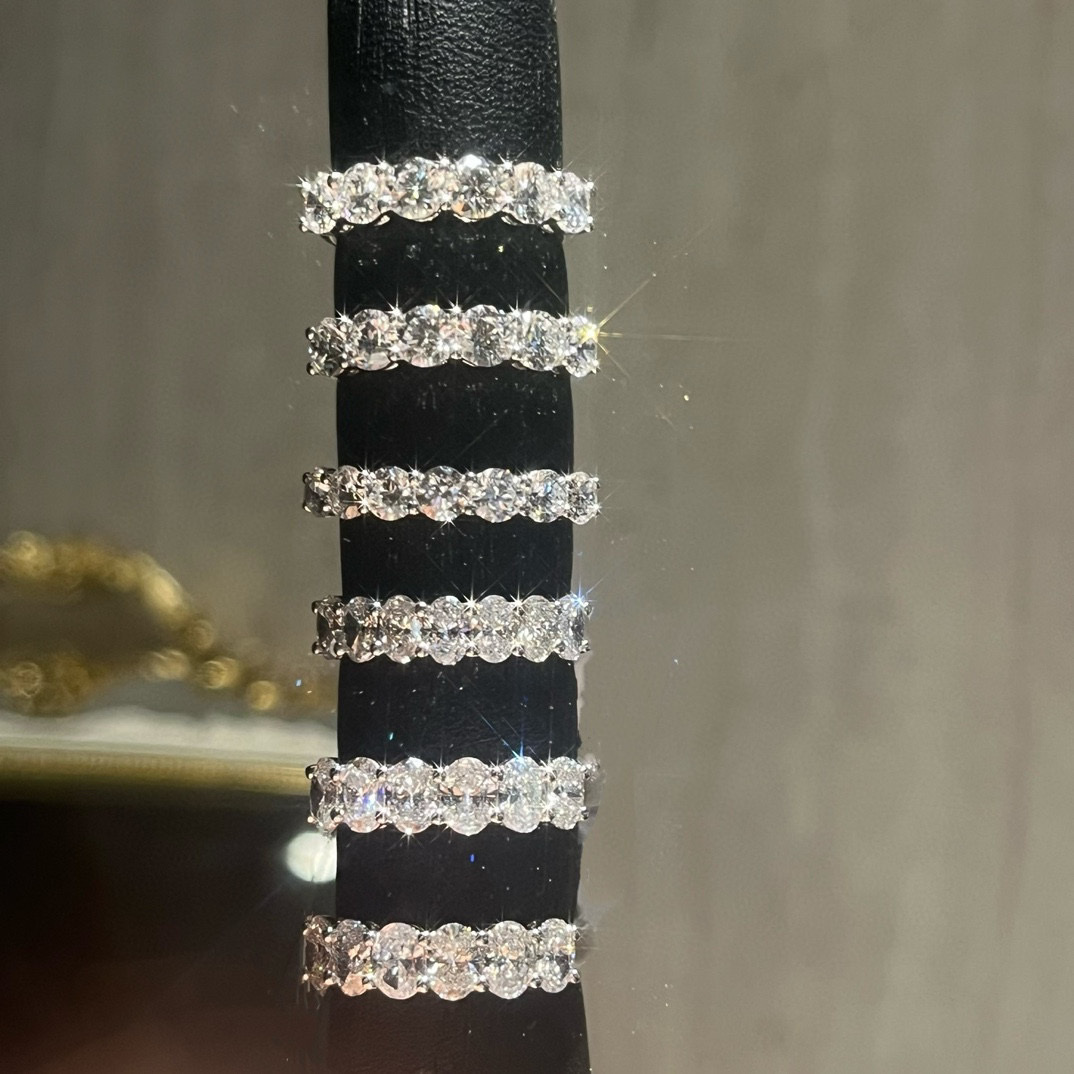 Oval/Round/Princess/Heart/Pear Eternity bands Stackable Ring