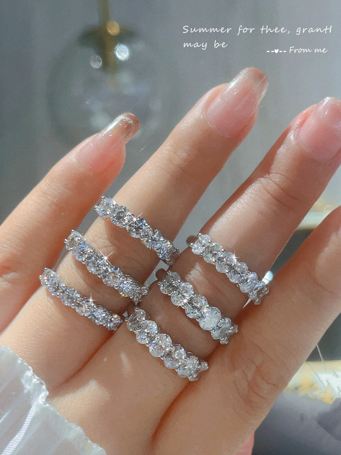 Oval/Round/Princess/Heart/Pear Eternity bands Stackable Ring