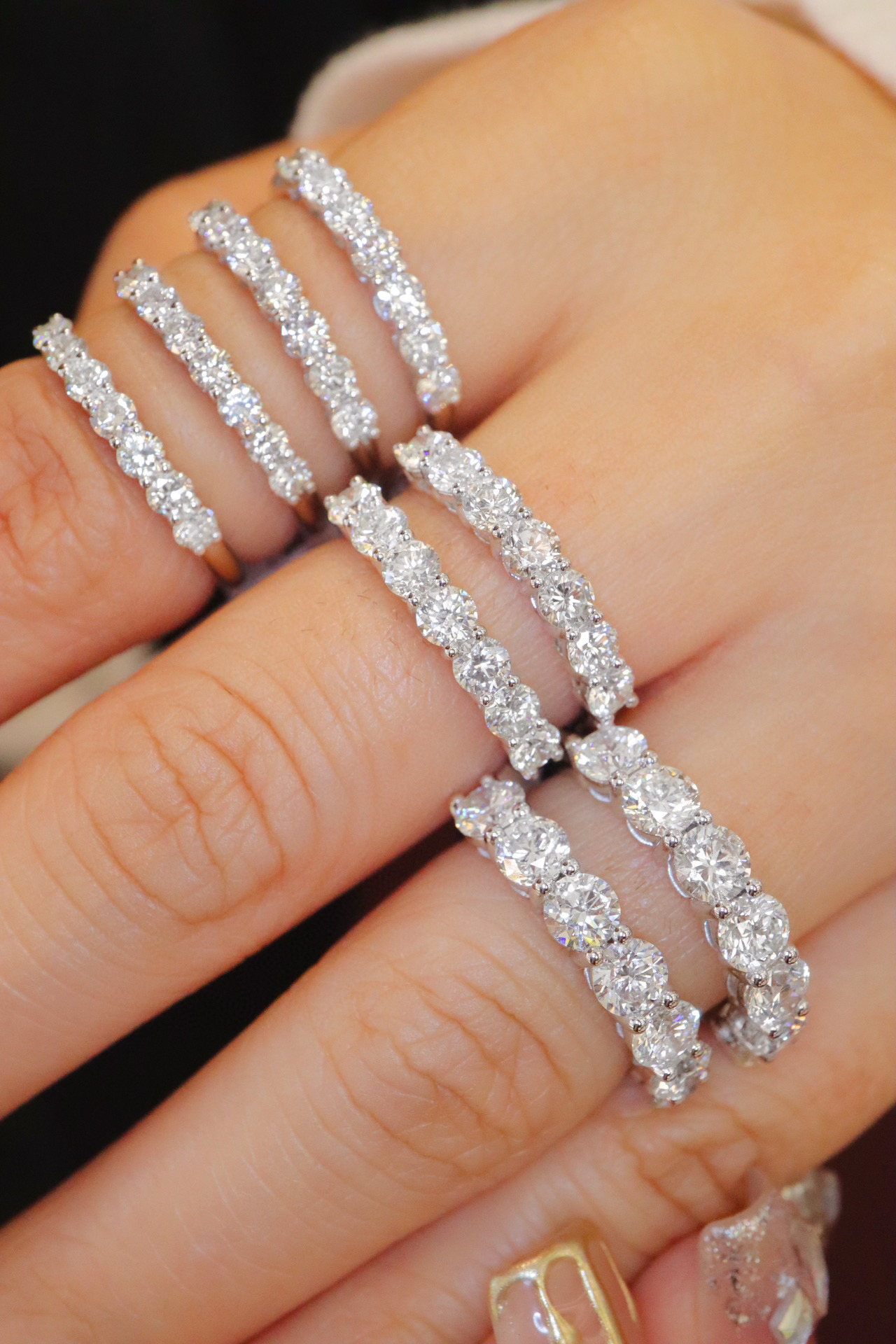 Oval/Round/Princess/Heart/Pear Eternity bands Stackable Ring