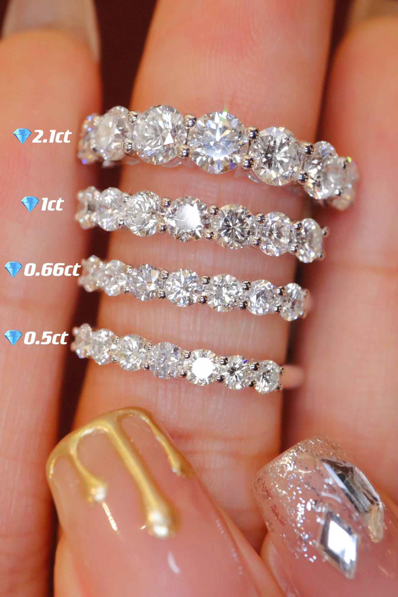 Oval/Round/Princess/Heart/Pear Eternity bands Stackable Ring