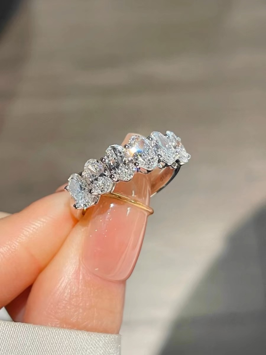 Oval/Round/Princess/Heart/Pear Eternity bands Stackable Ring