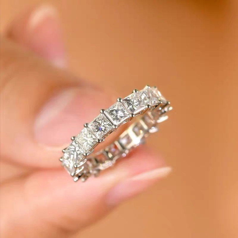 Oval/Round/Princess/Heart/Pear Eternity bands Stackable Ring