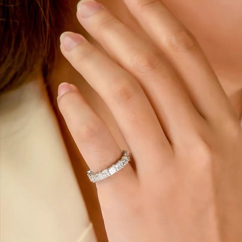 Oval/Round/Princess/Heart/Pear Eternity bands Stackable Ring