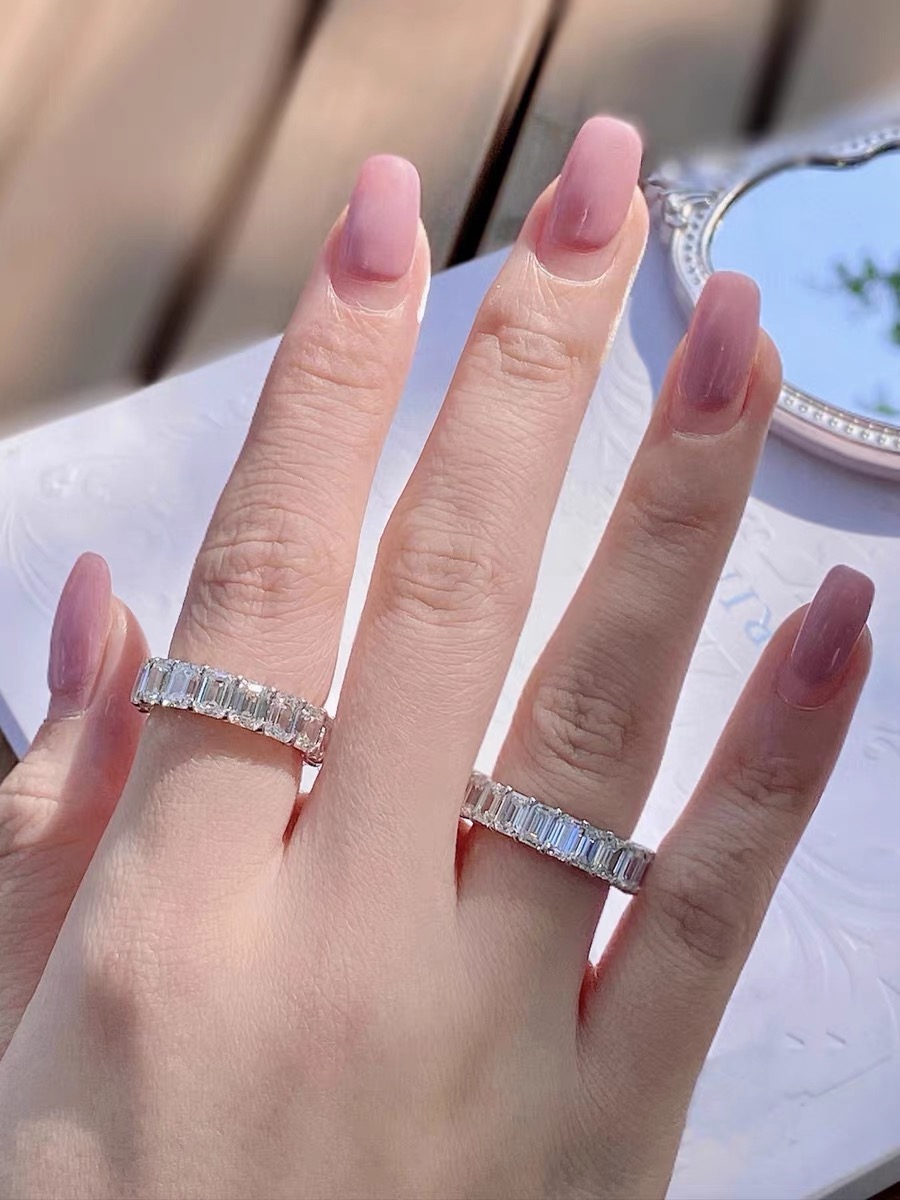 Oval/Round/Princess/Heart/Pear Eternity bands Stackable Ring