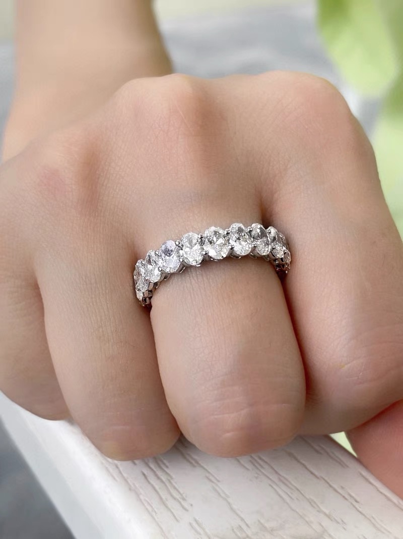 Oval/Round/Princess/Heart/Pear Eternity bands Stackable Ring