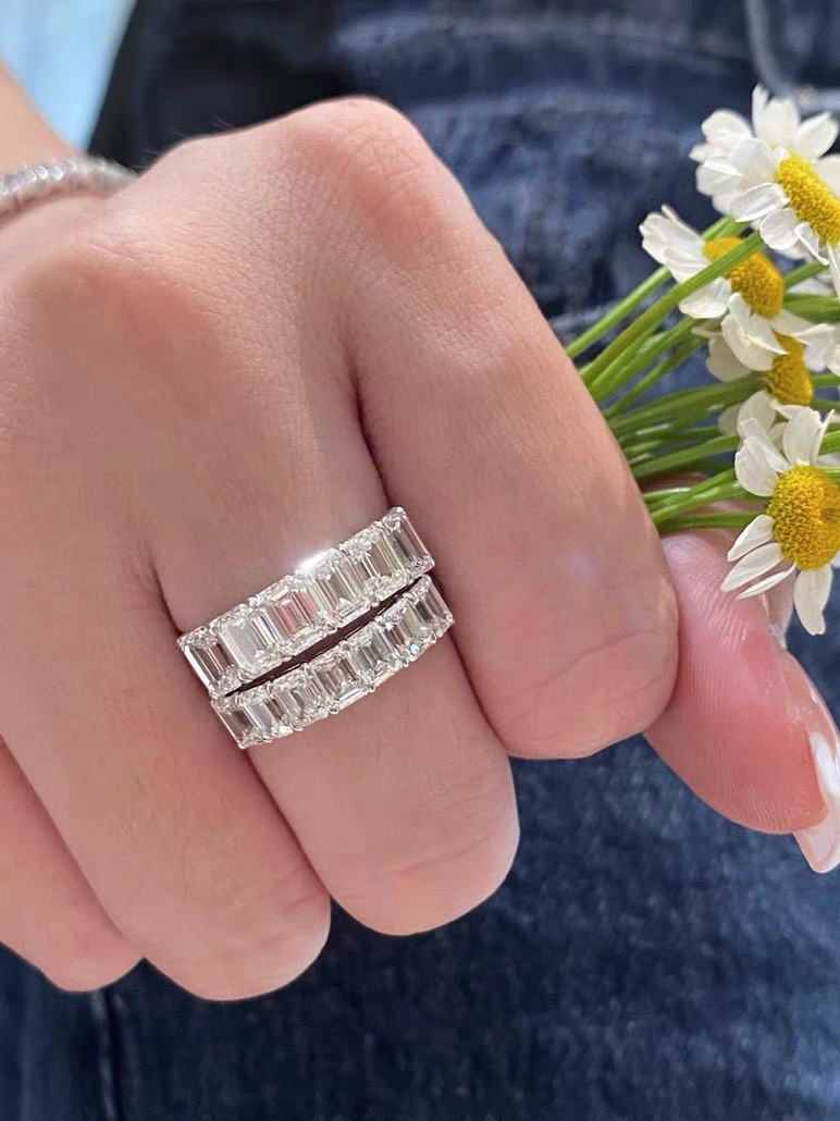 Oval/Round/Princess/Heart/Pear Eternity bands Stackable Ring
