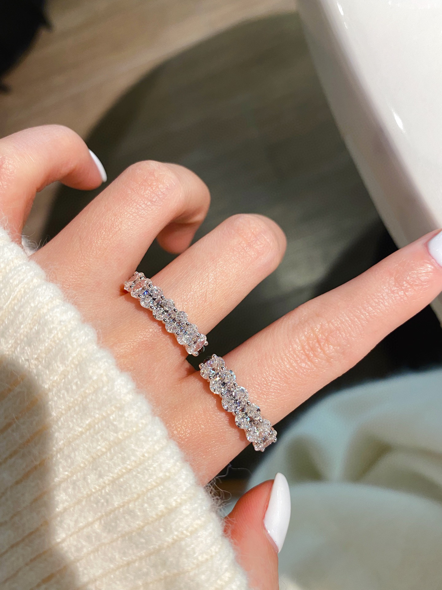 Oval/Round/Princess/Heart/Pear Eternity bands Stackable Ring