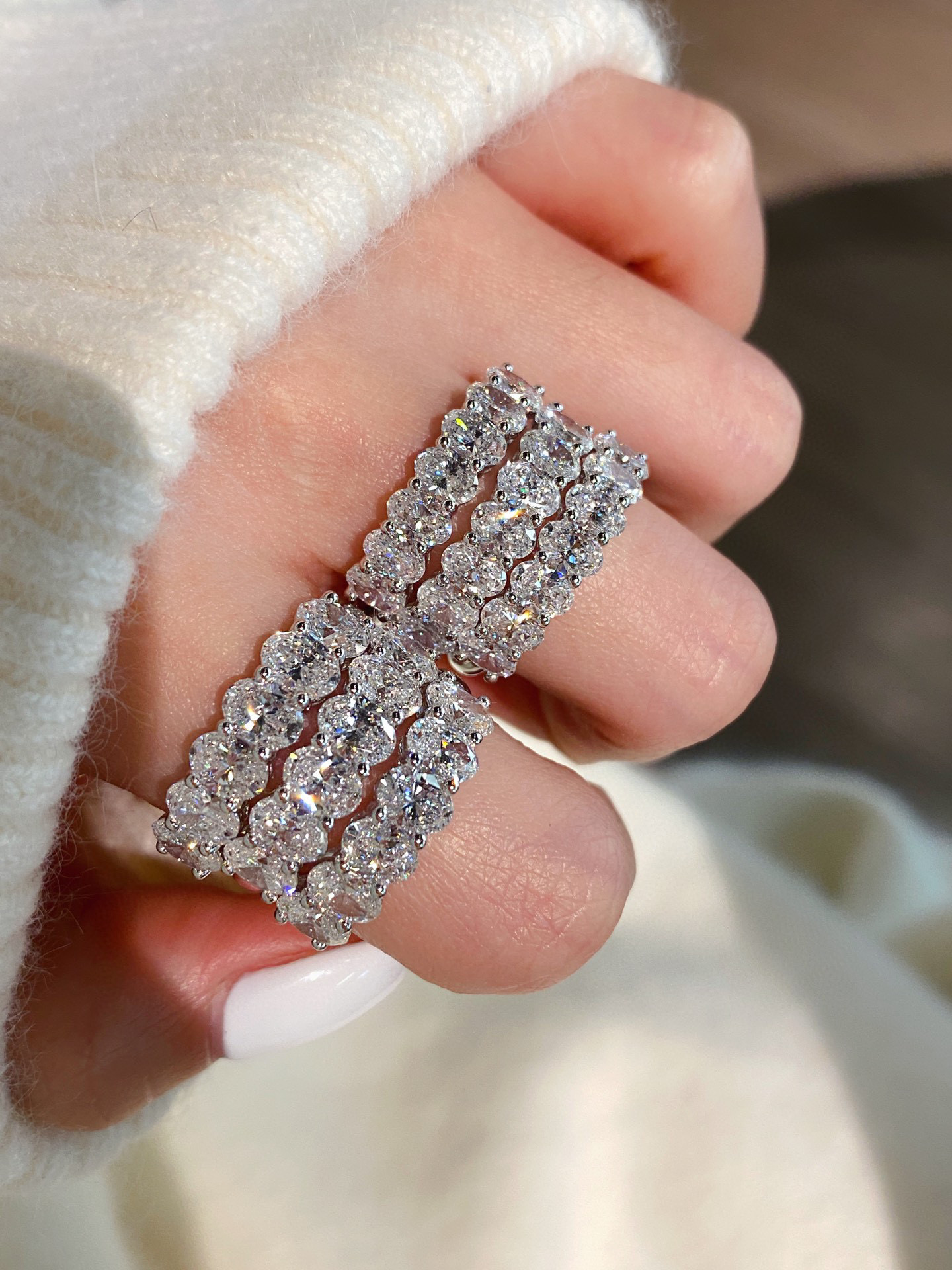 Oval/Round/Princess/Heart/Pear Eternity bands Stackable Ring