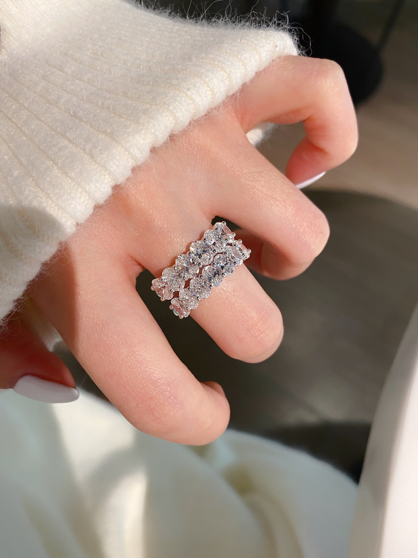 Oval/Round/Princess/Heart/Pear Eternity bands Stackable Ring