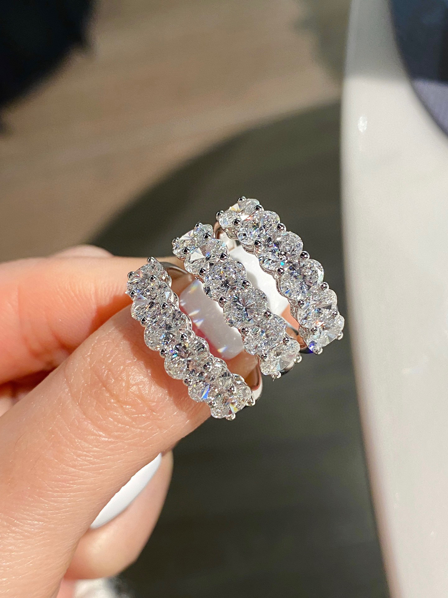 Oval/Round/Princess/Heart/Pear Eternity bands Stackable Ring