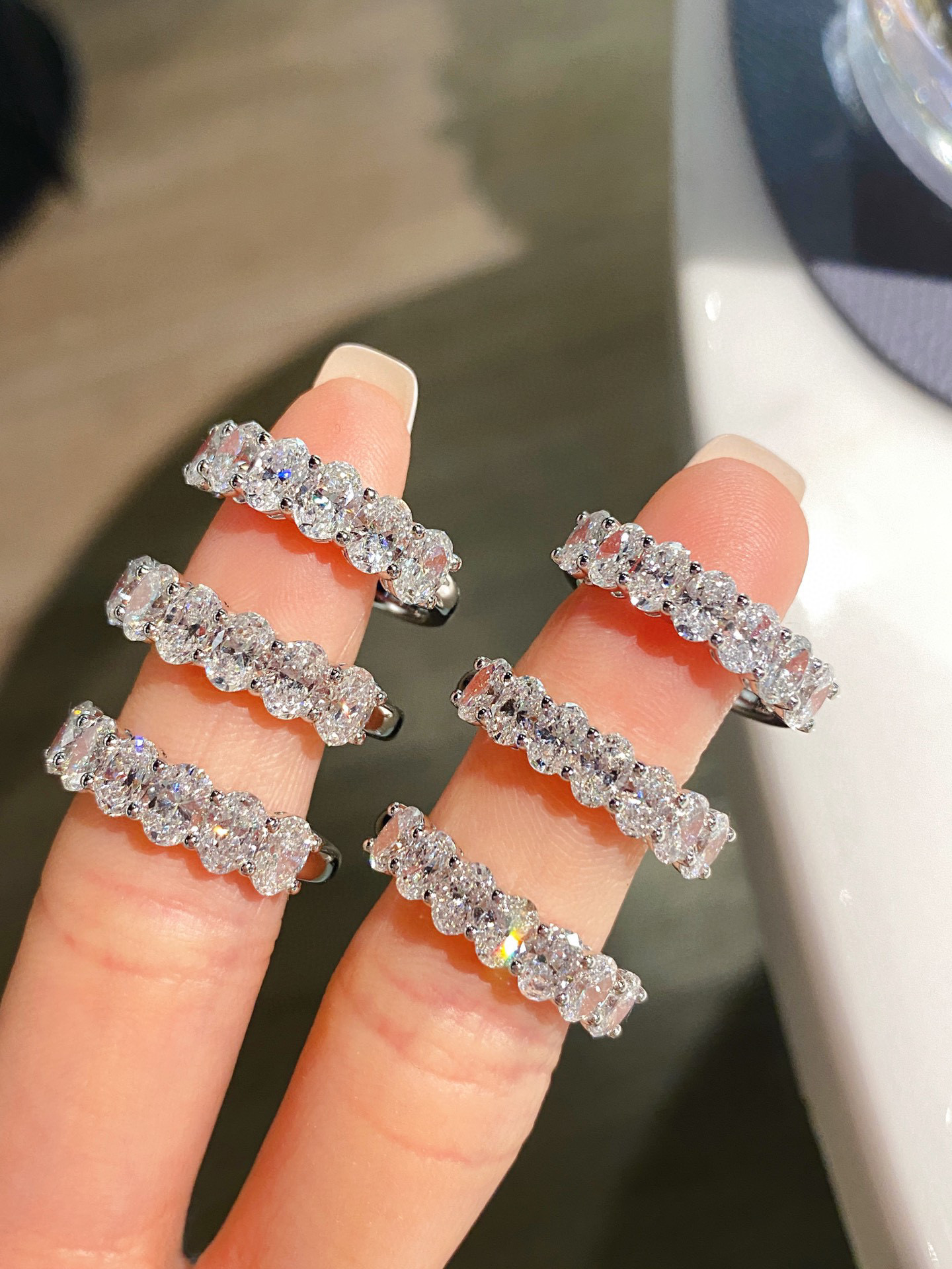 Oval/Round/Princess/Heart/Pear Eternity bands Stackable Ring