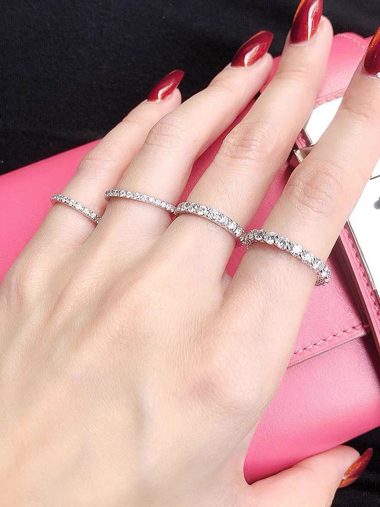 Oval/Round/Princess/Heart/Pear Eternity bands Stackable Ring