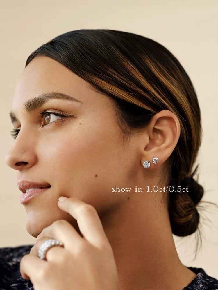 1 Carat (ctw) Diamond Stud Earring in 14k White or Yellow Gold Lab Grown Diamond.