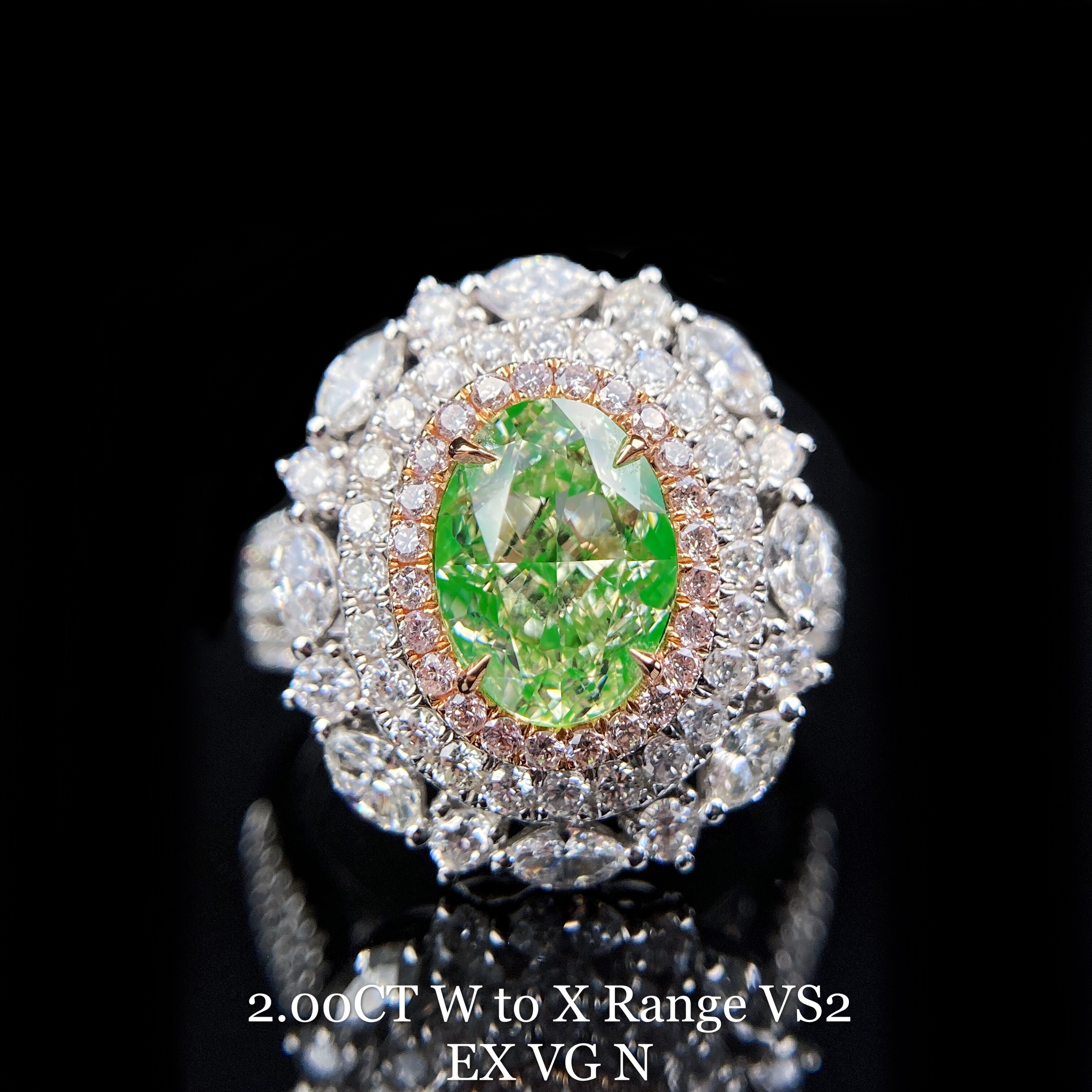 2ct Oval Green diamond ring & pendant.