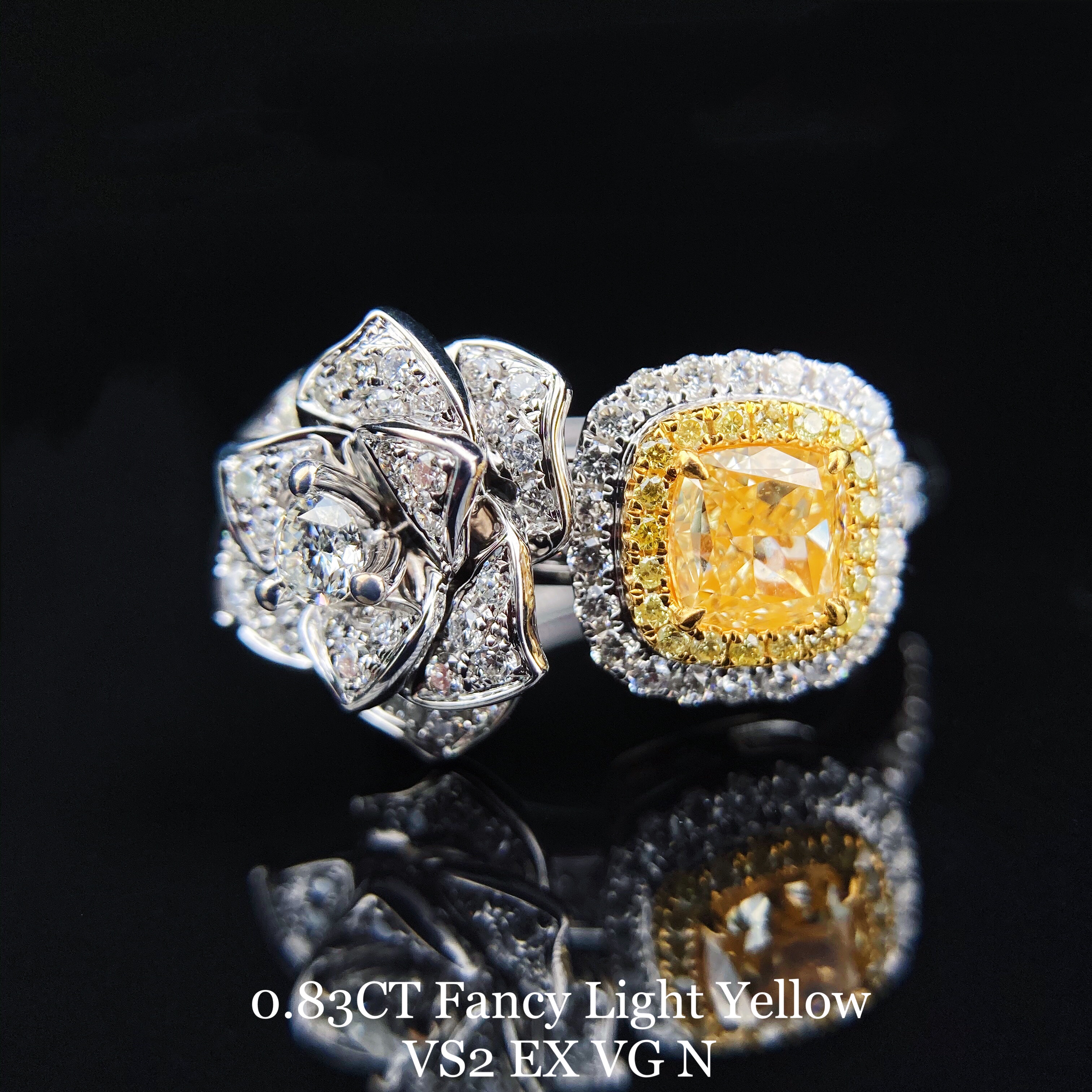 0.83ct cushion diamond ring