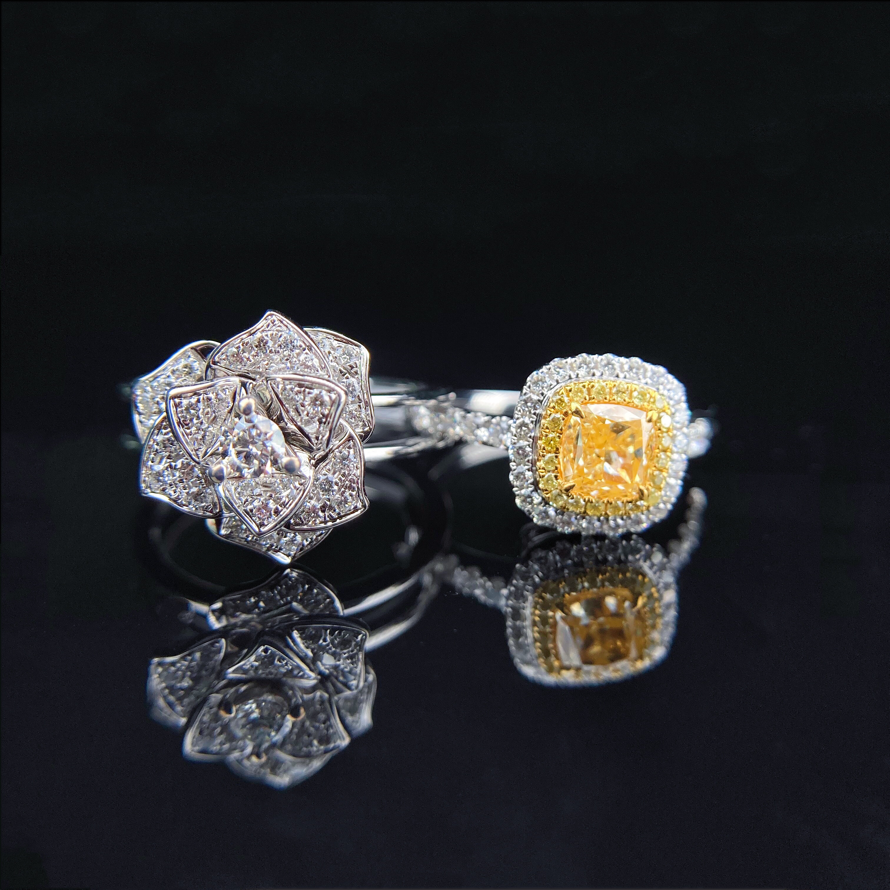 0.83ct cushion diamond ring