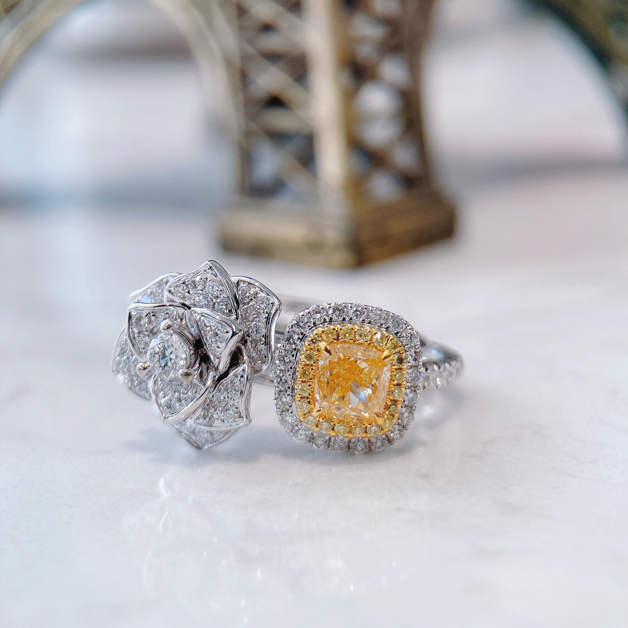 0.83ct cushion diamond ring