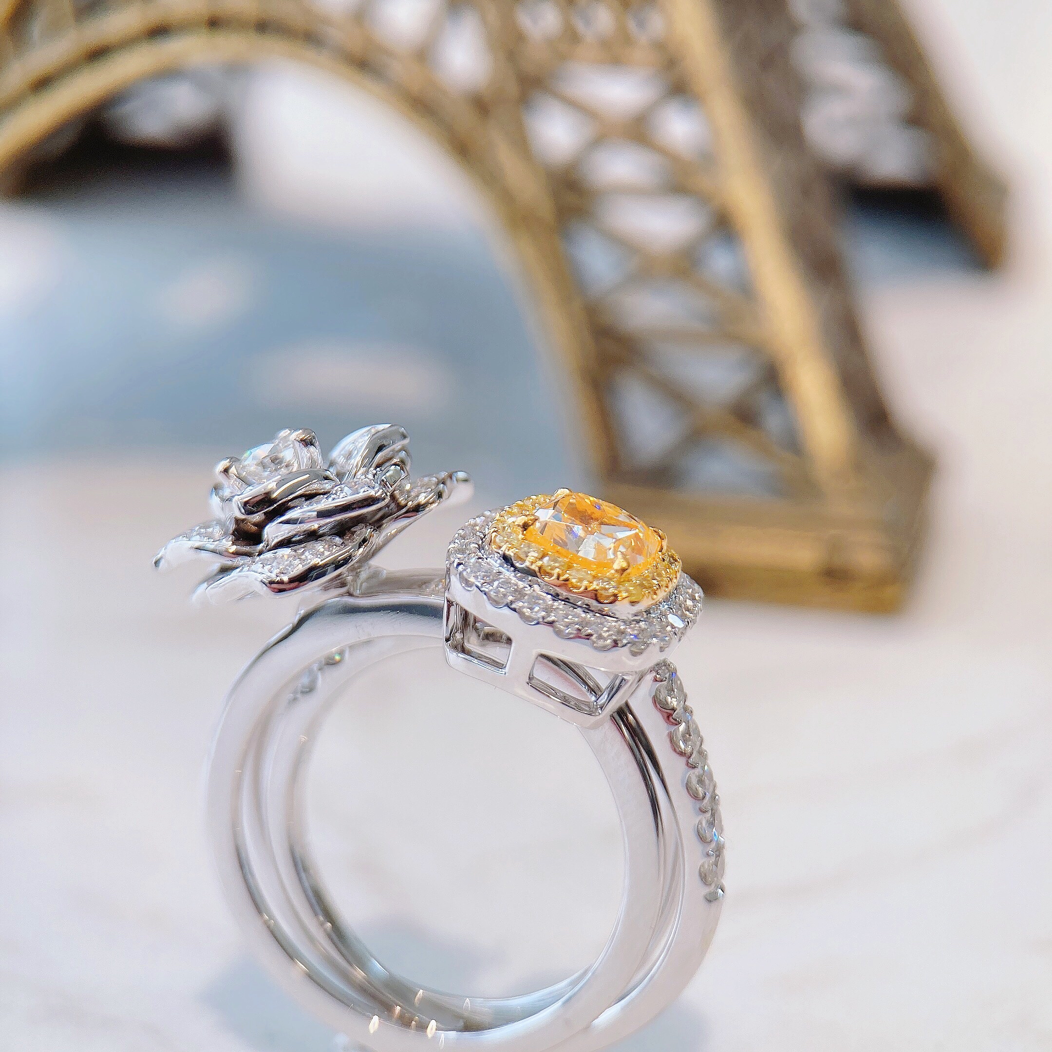 0.83ct cushion diamond ring