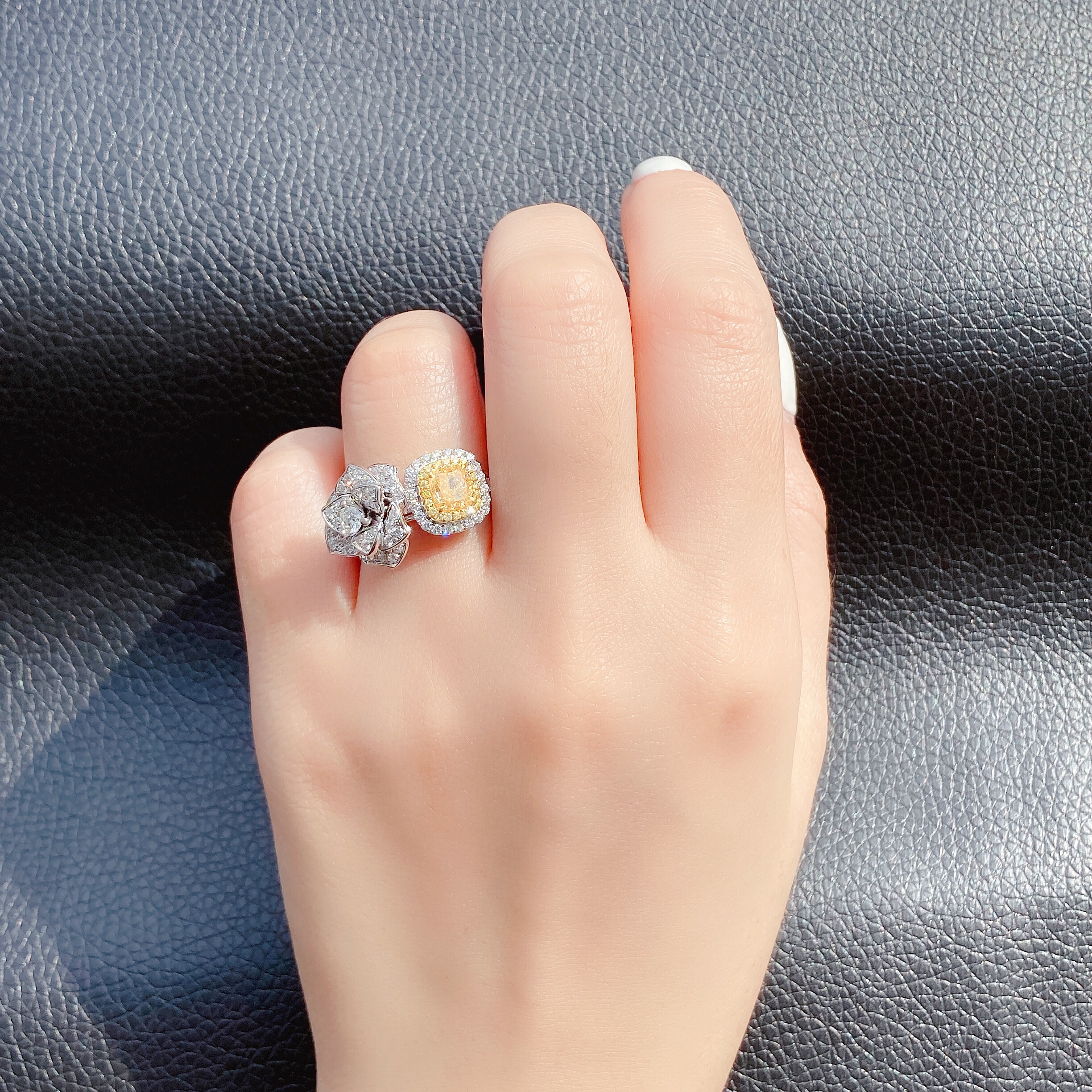 0.83ct cushion diamond ring