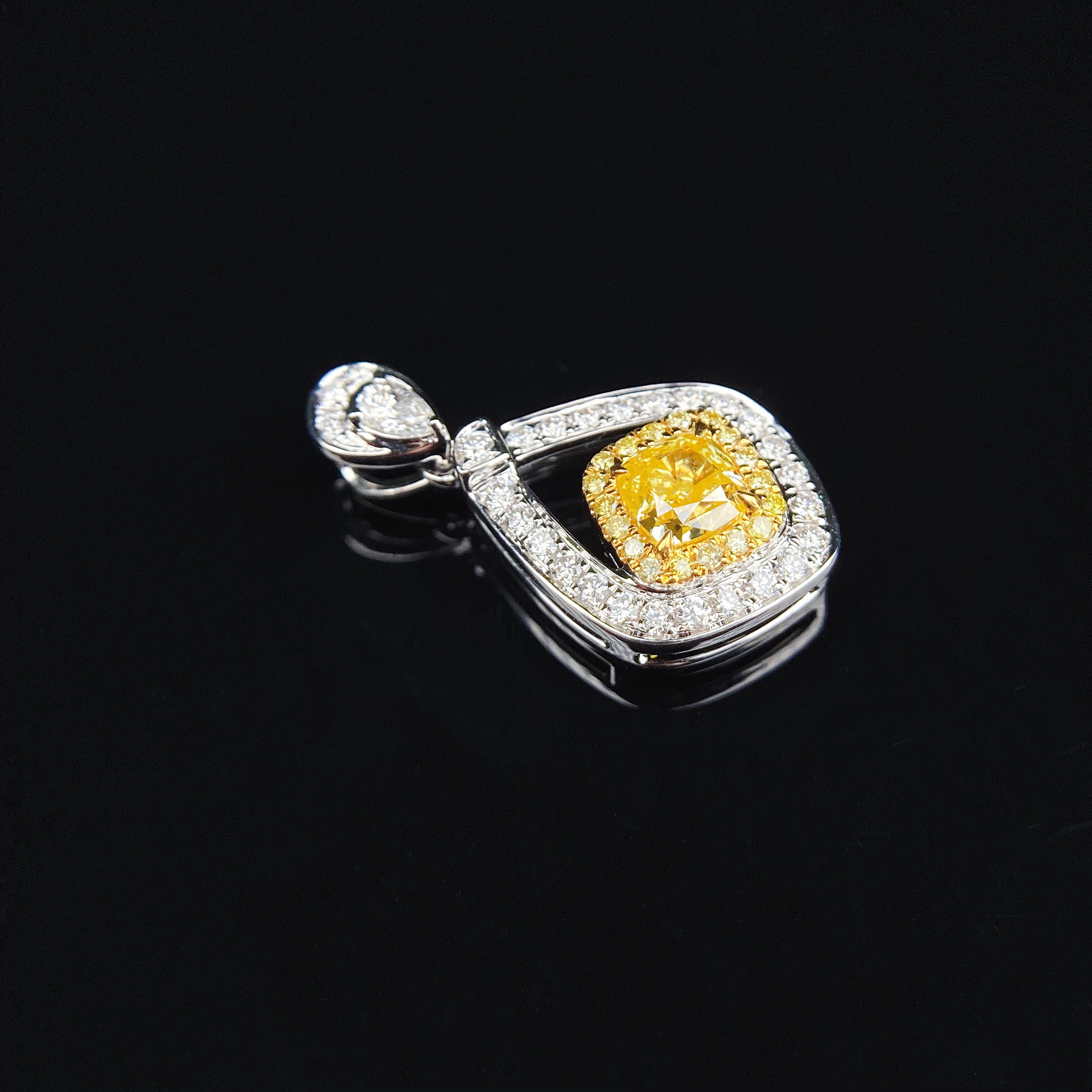 0.47ct cushion yellow diamond pendant