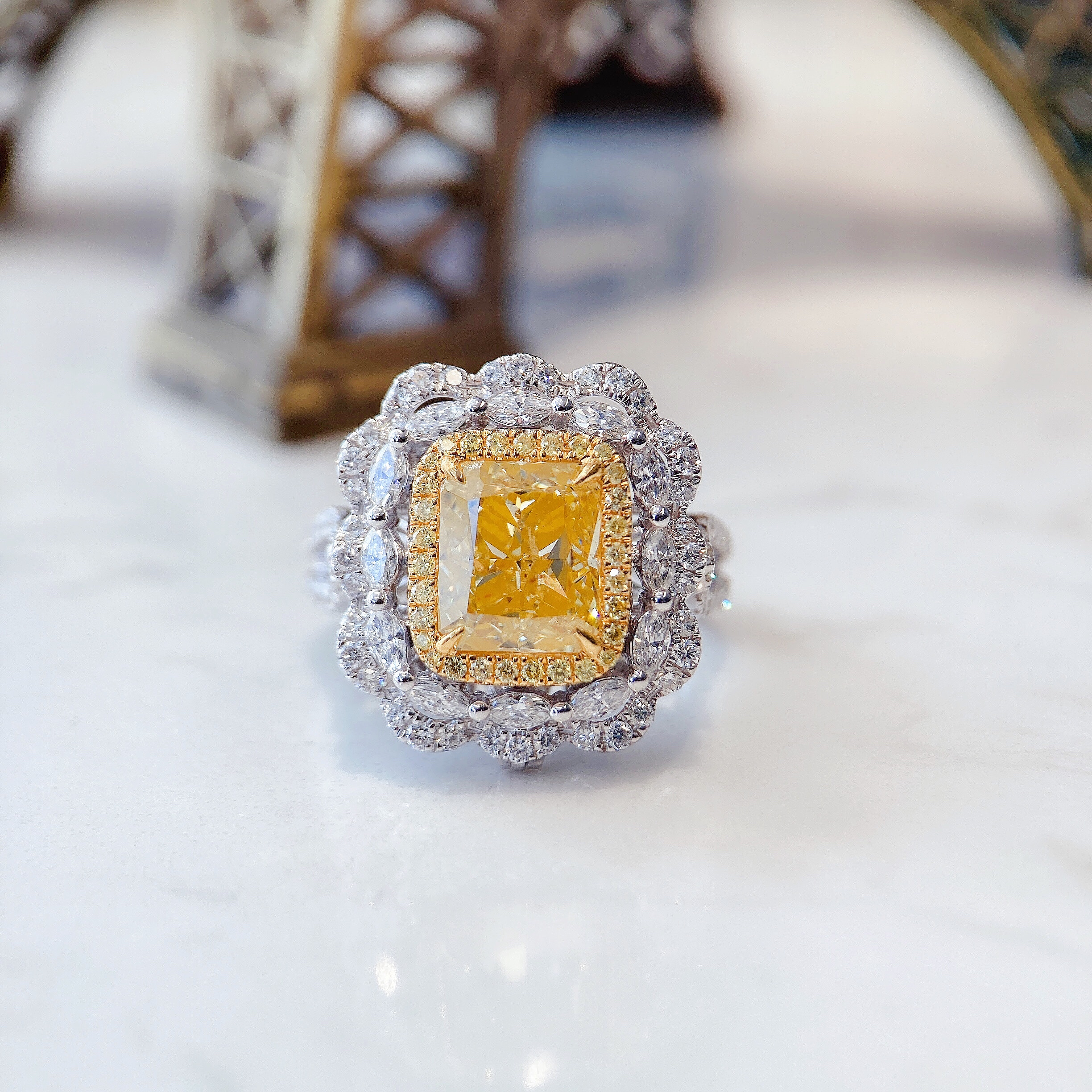 3ct cushion diamond ring & pendant.