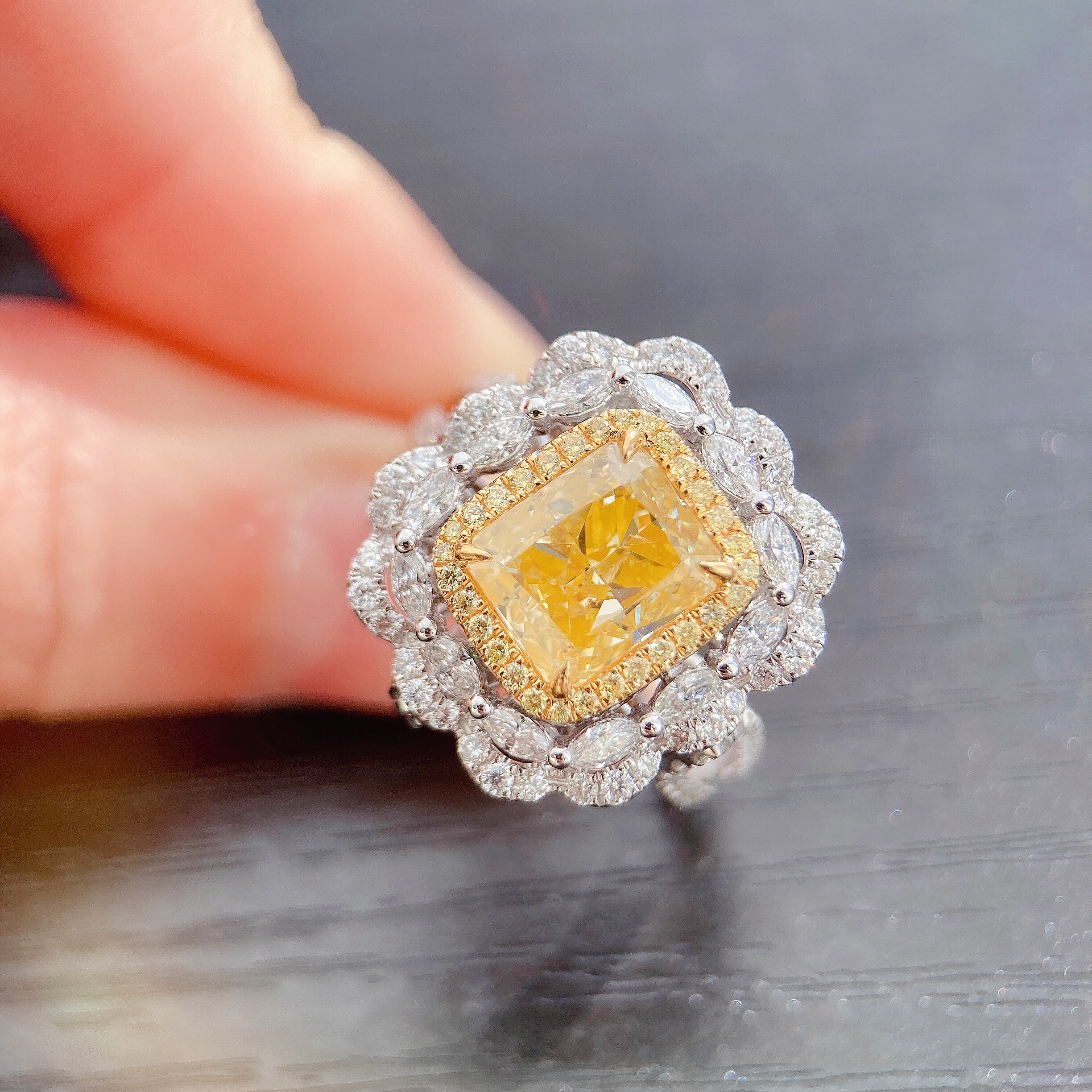 3ct cushion diamond ring & pendant.