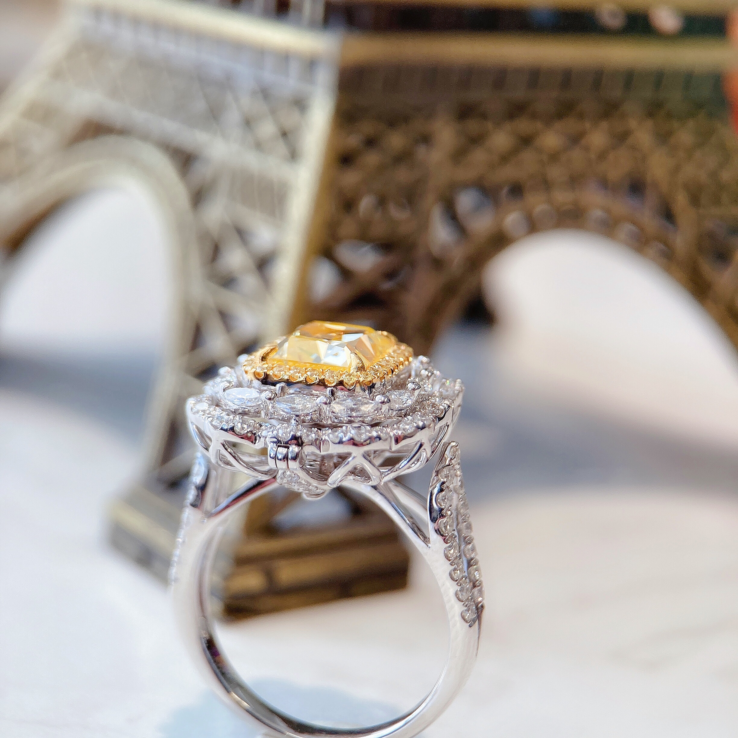 3ct cushion diamond ring & pendant.