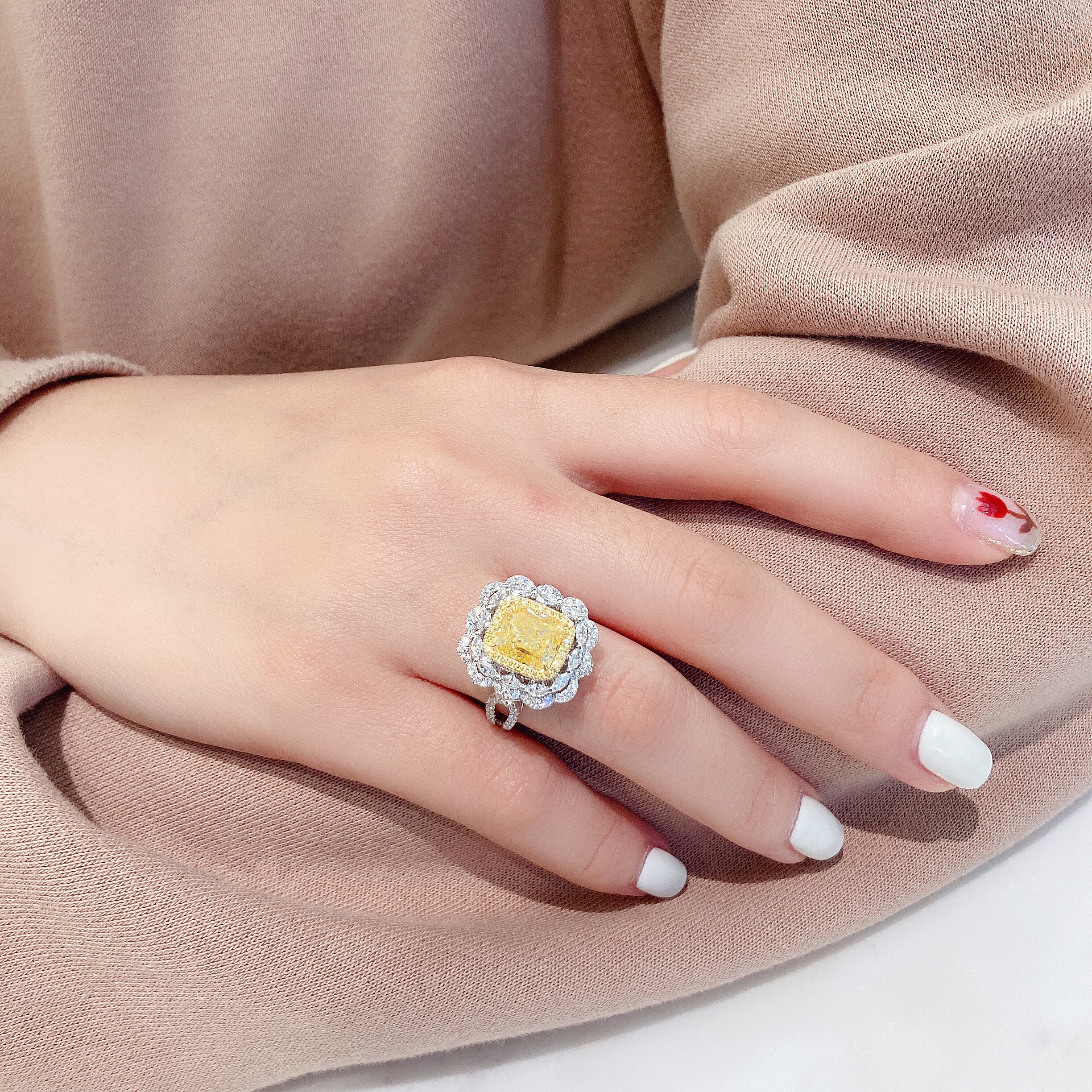 3ct cushion diamond ring & pendant.