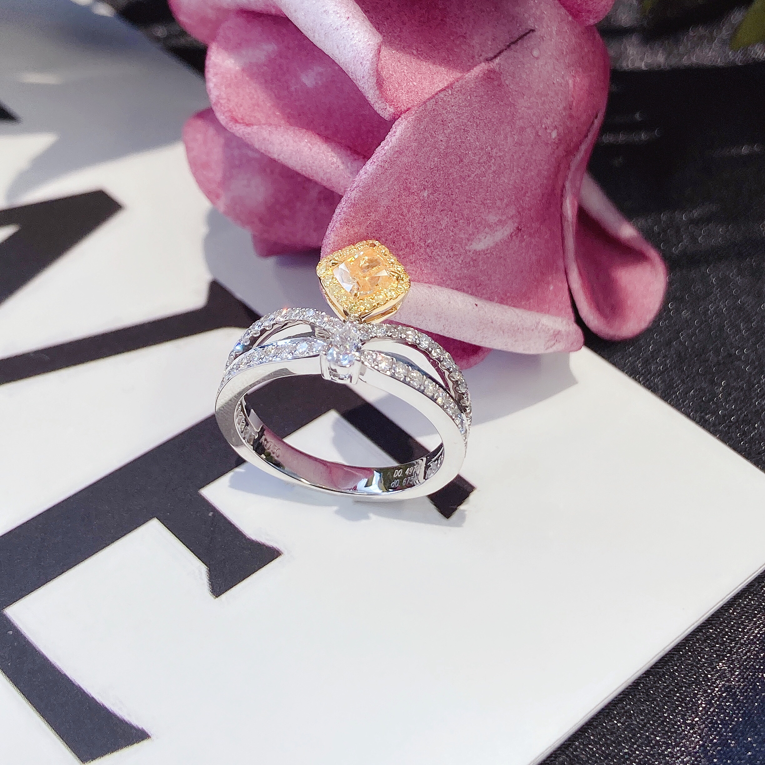 0.5ct cushion diamond ring