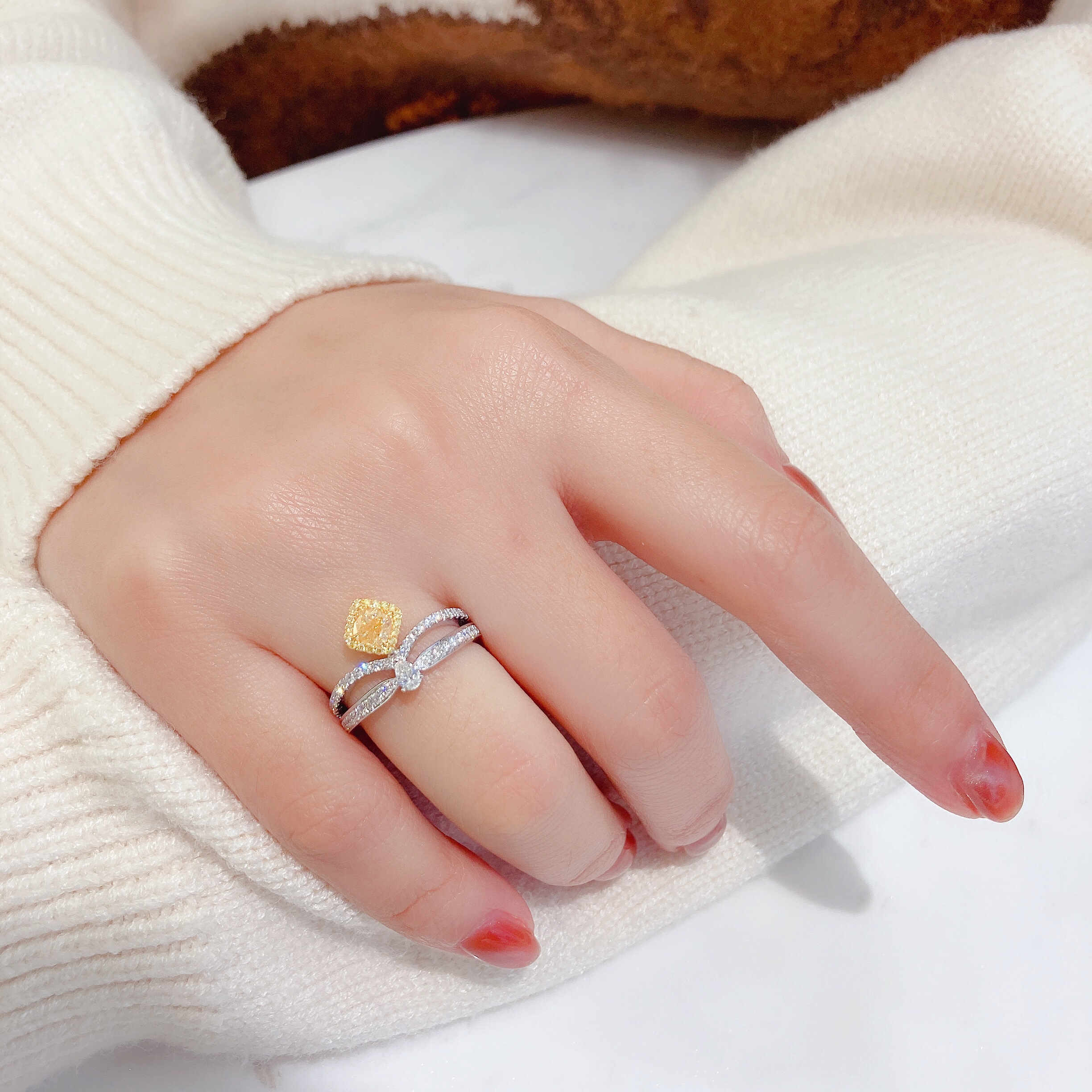 0.5ct cushion diamond ring