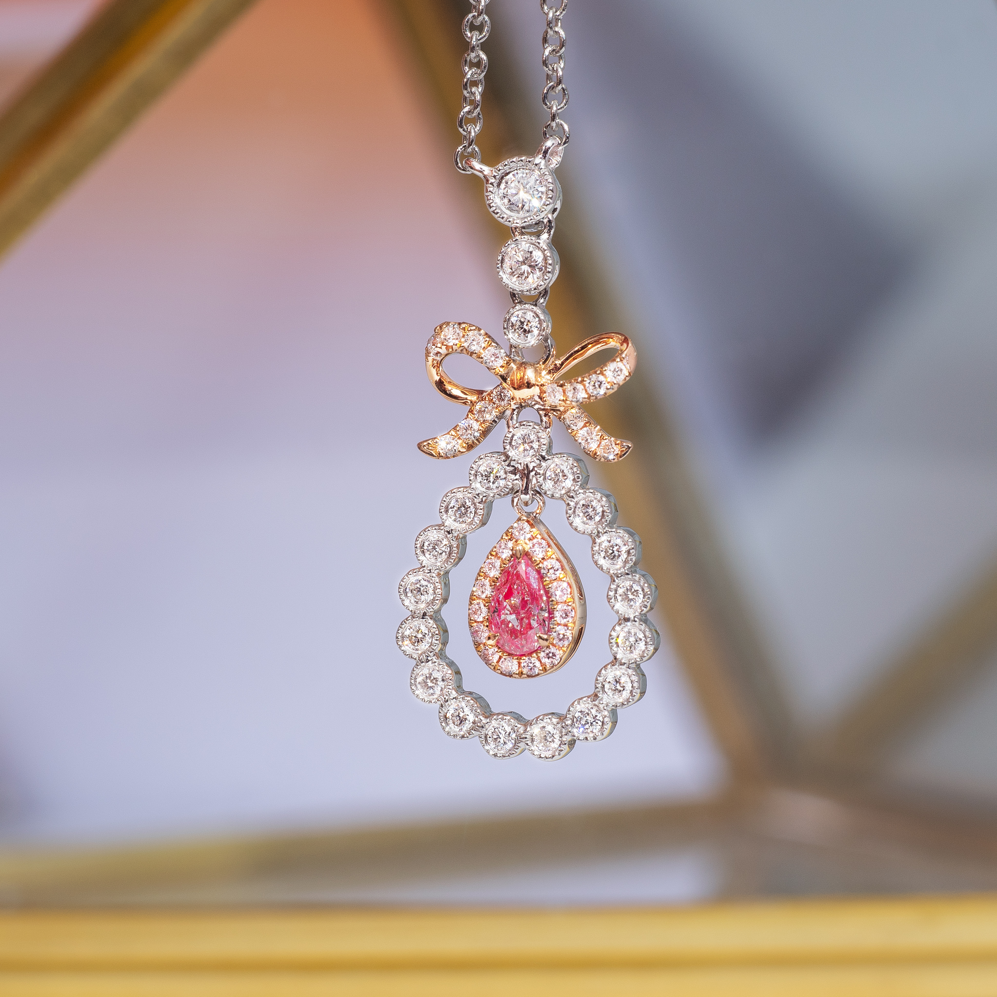 0.5ct pink pear diamond necklace商品描述待填