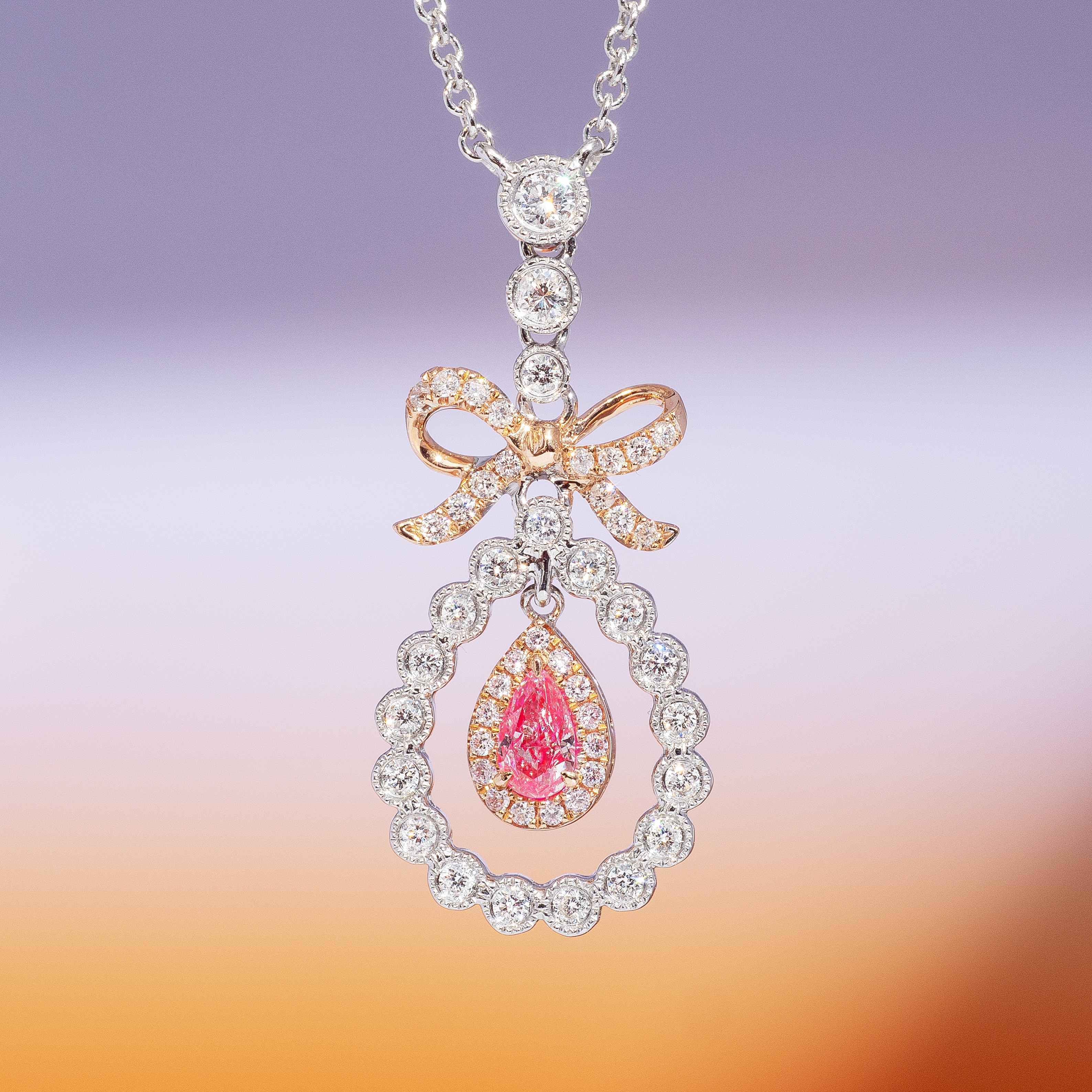 0.5ct pink pear diamond necklace商品描述待填